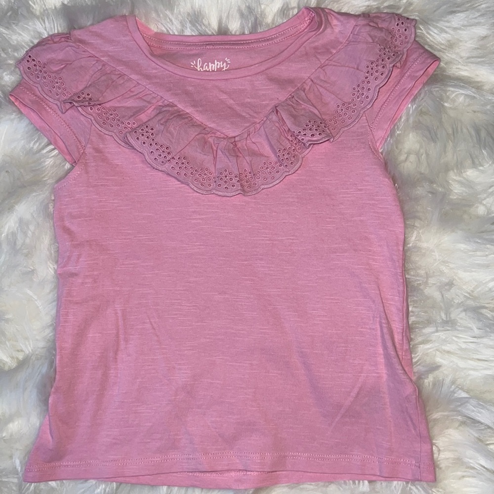 Happy Girls Club Pink Ruffled Top Size 7-8